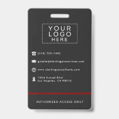 Rotes Firmenschild mit individuellem Foto-ID-Logo Ausweis (Rückseite)