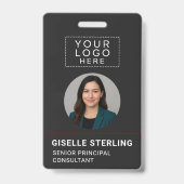 Rotes Firmenschild mit individuellem Foto-ID-Logo Ausweis (Vorderseite)