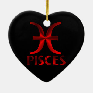 Rotes Fisch-Horoskop-Symbol Keramikornament