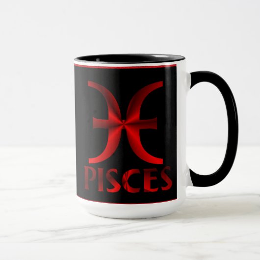 Rotes Fisch-Horoskop-Symbol Tasse (Rechts)
