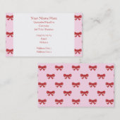 Rotes Flachbow-Muster auf Rosa. Visitenkarte (Vorne/Hinten)