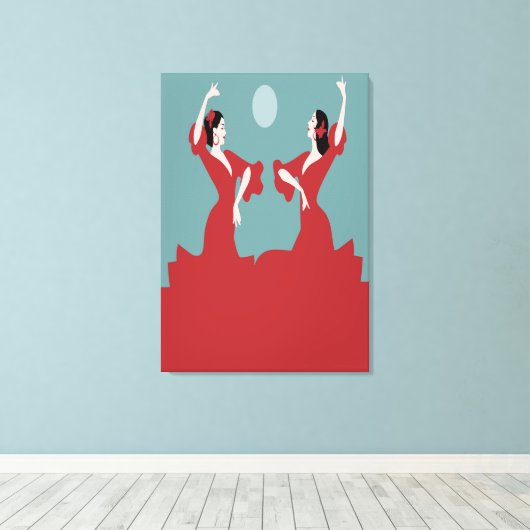 Rotes Flamenco Leinwanddruck (Insitu (Holzboden))