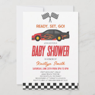 Rotes Flammen-Rennwagen-Baby-Shower-Einladung Einladung