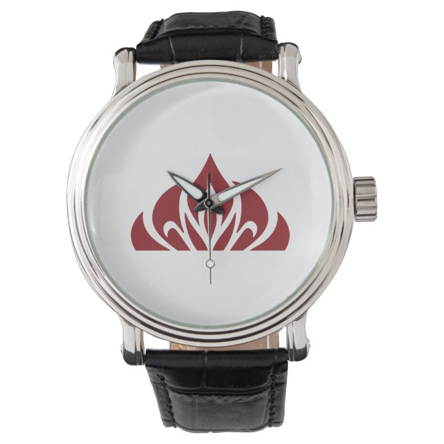 rotes Flammenlogo auf der Uhr (Vorderseite)