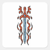 Rotes Flammenschwert Fantasywaffe Quadratischer Aufkleber (Vorderseite)