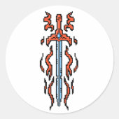 Rotes Flammenschwert Fantasywaffe Runder Aufkleber (Vorderseite)