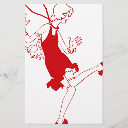rotes Flapper-Mädchen Briefpapier (Vorderseite)