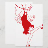 rotes Flapper-Mädchen Briefpapier (Vorne/Hinten)