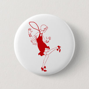 rotes Flapper-Mädchen Button