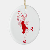 rotes Flapper-Mädchen Keramikornament (Rechts)