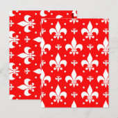 Rotes Fleur-de-lis-Musterdesign Postkarte (Vorne/Hinten)