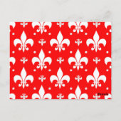 Rotes Fleur-de-lis-Musterdesign Postkarte (Rückseite)