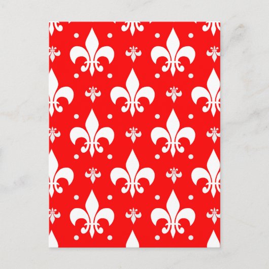 Rotes Fleur-de-lis-Musterdesign Postkarte (Vorderseite)