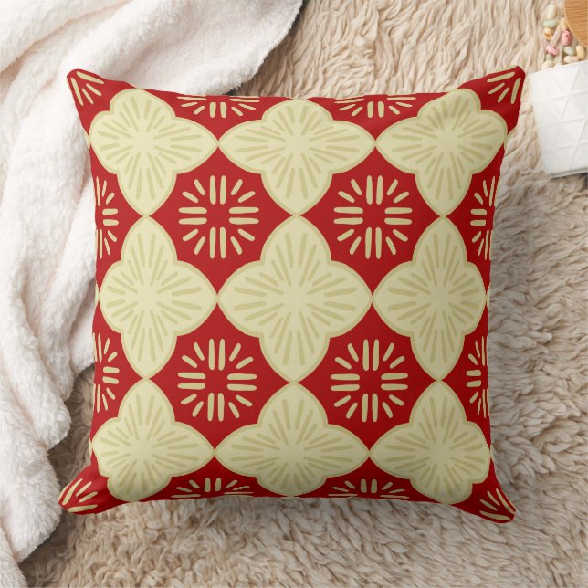 Rotes Fliesenmuster Kissen (Decke)