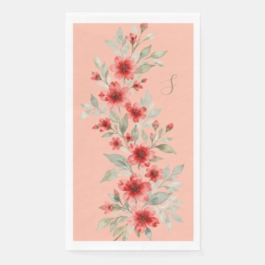 Rotes Floral Serviette (Vorderseite)