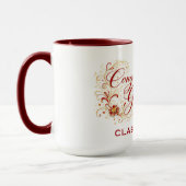 Rotes florales Abschluss-Skript mit individuellem  Tasse (Links)