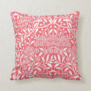 Rotes florales Damastmuster Kissen