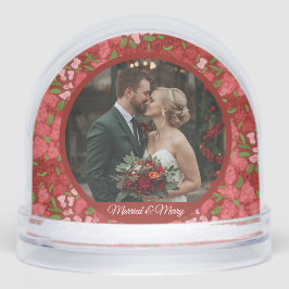 Rotes florales Ferienpersonalbild Schneekugeln