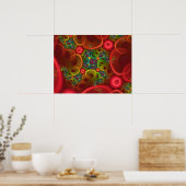 Rotes florales Fraktal Poster (Küche)