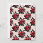 Rotes florales Gotisches Brautparty Einladung (Rückseite)