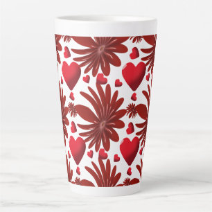 Rotes florales Herz Muster Ästhetisch romantische  Milchtasse