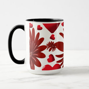 Rotes florales Herz Muster Ästhetisch romantische  Tasse