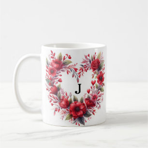 Rotes florales Herz Wasserfarbe Elegant Kaffeetasse