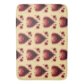 Rotes florales Herzdesign mit blühenden Blumen Badematte (Vorderseite Vertikal)