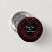 Rotes florales Herzdesign mit blühenden Blumen Button (Vorne & Hinten)