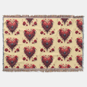 Rotes florales Herzdesign mit blühenden Blumen Decke