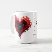 Rotes florales Herzdesign mit blühenden Blumen Kaffeetasse (Vorderseite Links)