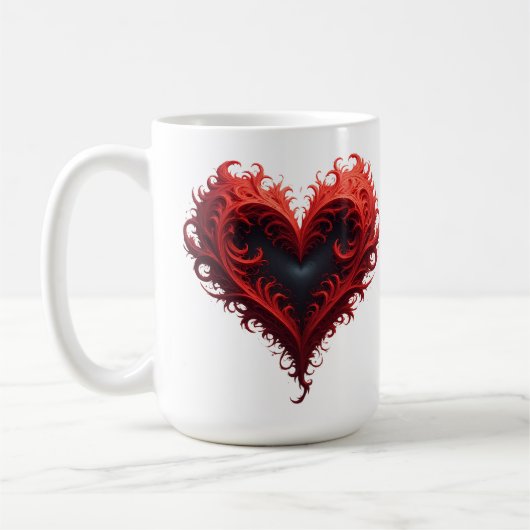 Rotes florales Herzdesign mit blühenden Blumen Kaffeetasse (Links)