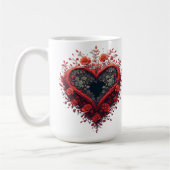 Rotes florales Herzdesign mit blühenden Blumen Kaffeetasse (Links)