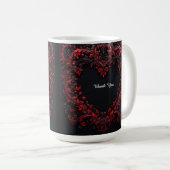 Rotes florales Herzdesign mit blühenden Blumen Kaffeetasse (VorderseiteRechts)