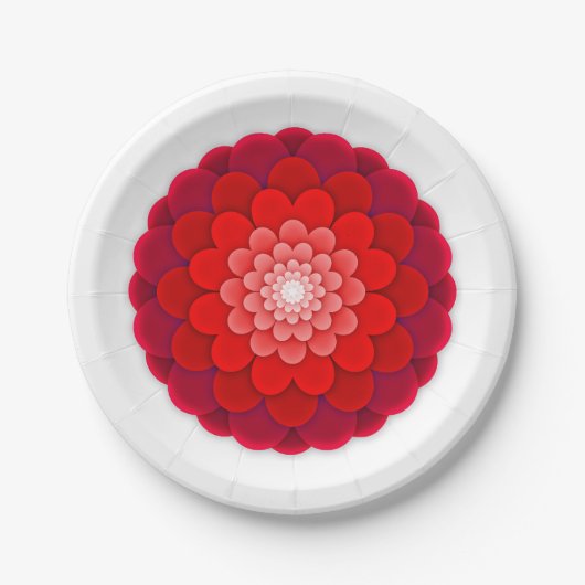 Rotes florales Mandala-58566 Pappteller (Vorderseite)