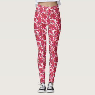 Rotes florales nahtloses Muster, elegante Blumenwi Leggings
