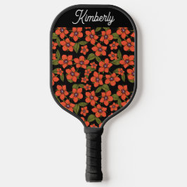 Rotes florales Wasserfarben-Design mit individuell Pickleball Schläger