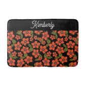 Rotes florales Wasserfarben-Monogramm Badematte (Vorderseite)