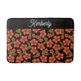 Rotes florales Wasserfarben-Monogramm Badematte