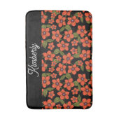 Rotes florales Wasserfarben-Monogramm Badematte (Vorderseite Vertikal)