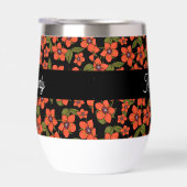 Rotes florales Wasserfarben-Monogramm Name (Rechts)