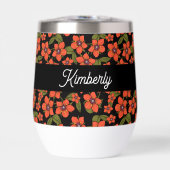 Rotes florales Wasserfarben-Monogramm Name (Vorderseite)