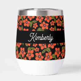 Rotes florales Wasserfarben-Monogramm Name