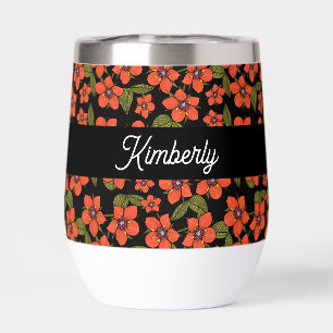 Rotes florales Wasserfarben-Monogramm Name