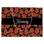Rotes florales Wasserfarben-Monogramm Name Große Geschenktüte (Rückseite)