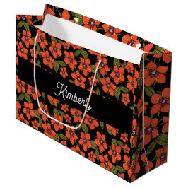 Rotes florales Wasserfarben-Monogramm Name Große Geschenktüte