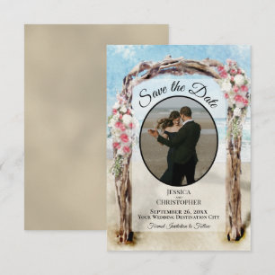 Rotes florales Wasserfarben-Strand Arbor & Foto-Ho Save The Date