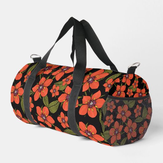 Rotes florales Wasserfarbenmuster Duffle Bag (Rechte Ecke)