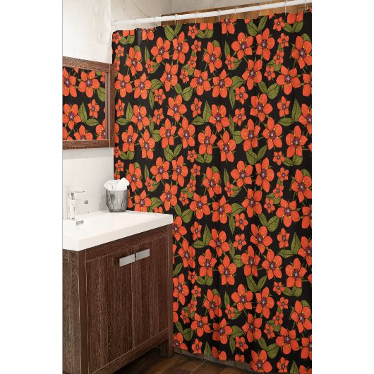 Rotes florales Wasserfarbenmuster Duschvorhang
