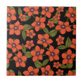 Rotes florales Wasserfarbenmuster Fliese (Vorderseite)